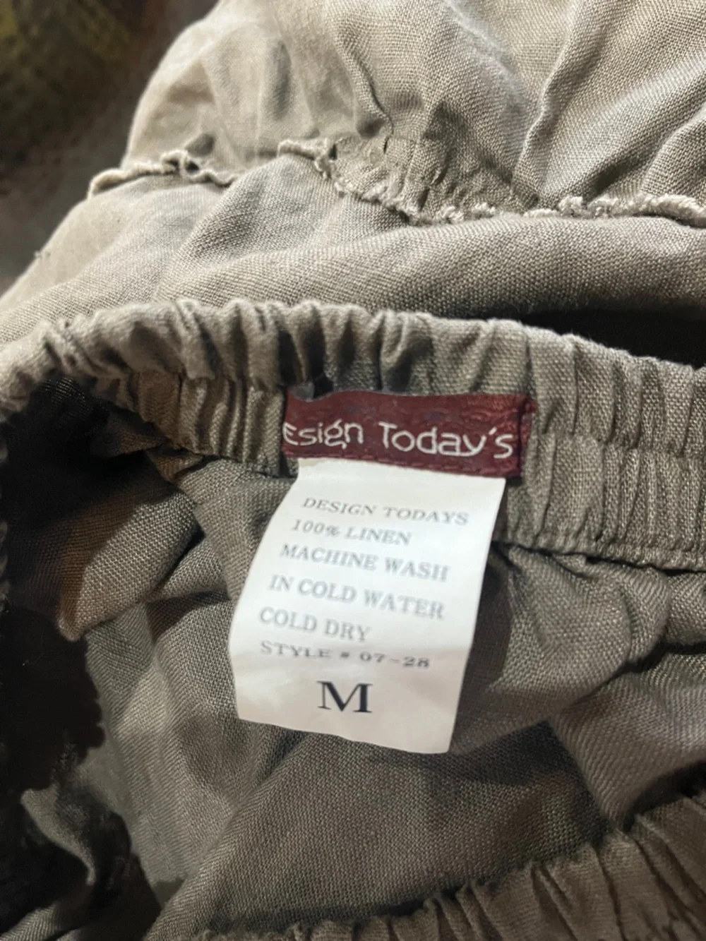 Festival/ witchy/ goth Linen Skirt in Olive and Chartreuse -like new - Picture 3 of 3